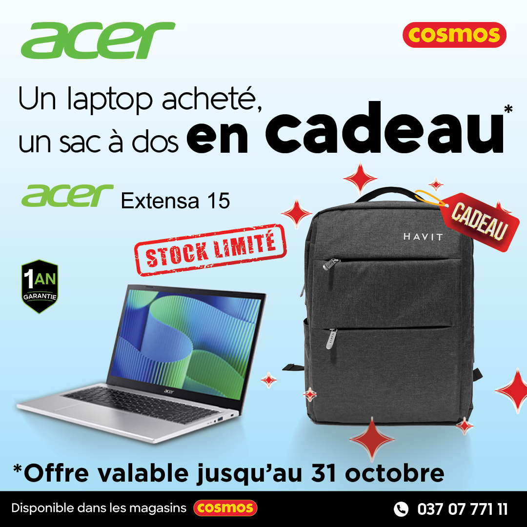 Laptop Acer + Sac Havit Offert